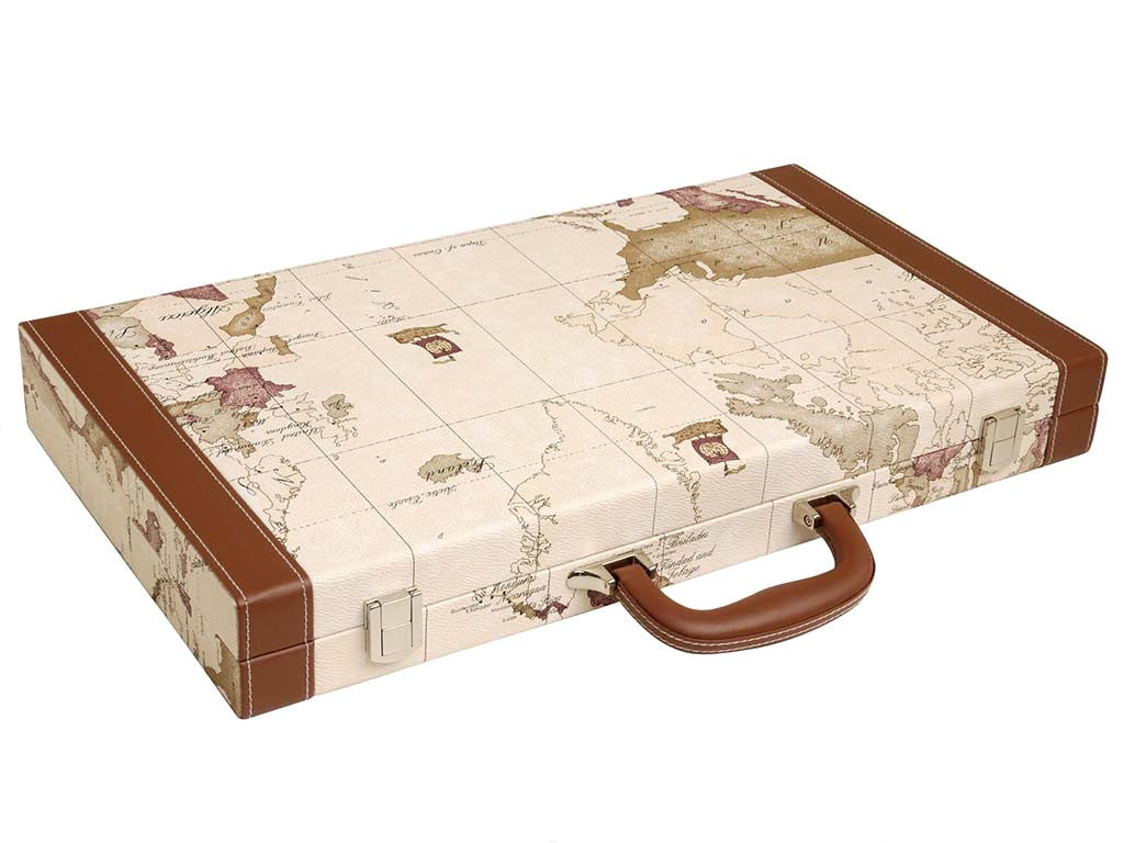 18-inch Map Backgammon Set - White Board - American-Wholesaler Inc.
