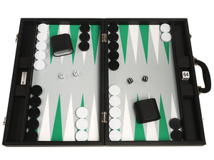 Set di Backgammon Premium da 48 x 64 cm - Scheda Nera con punti bianchi e verdi