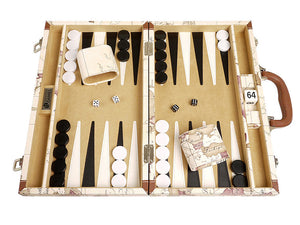 Set da backgammon Mappa elegante da 38 cm - Tavola bianca