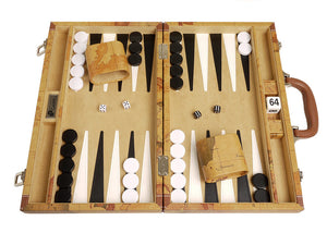 Set da backgammon Mappa elegante da 38 cm - Tavola marrone