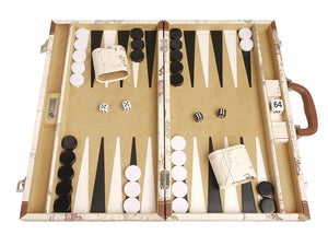 Set da backgammon Mappa elegante da 46 cm - Tavola bianca