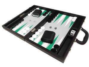 Set Premium Backgammon 40 x 53 cm - Nero con punti bianchi e verdi