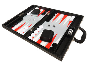 Set Premium Backgammon 40 x 53 cm - Nero con punti rossi bianchi e scarlatti